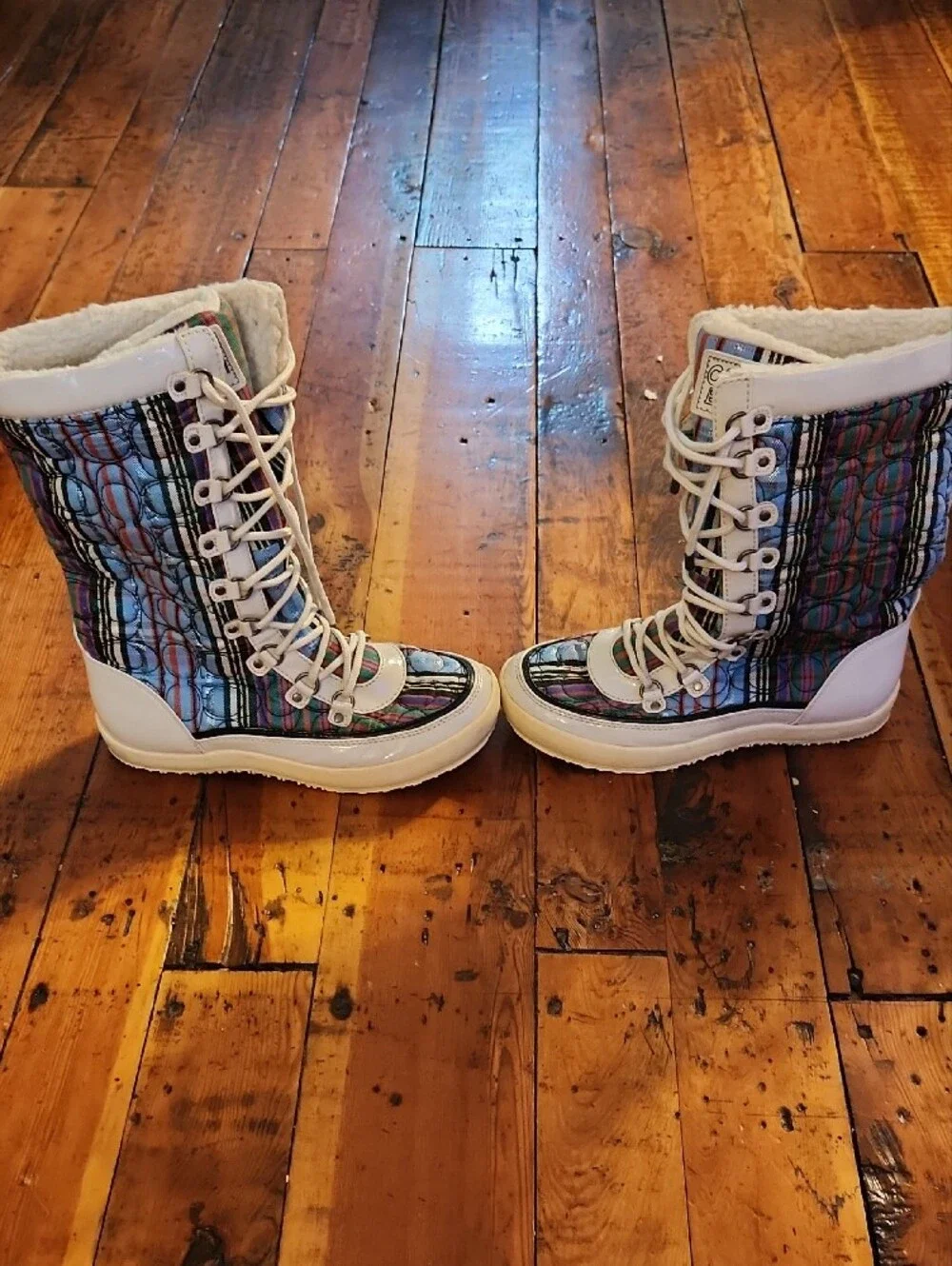 COACH Poppy Peggy Women's Quilted Multicolor Winter/Snow Boots